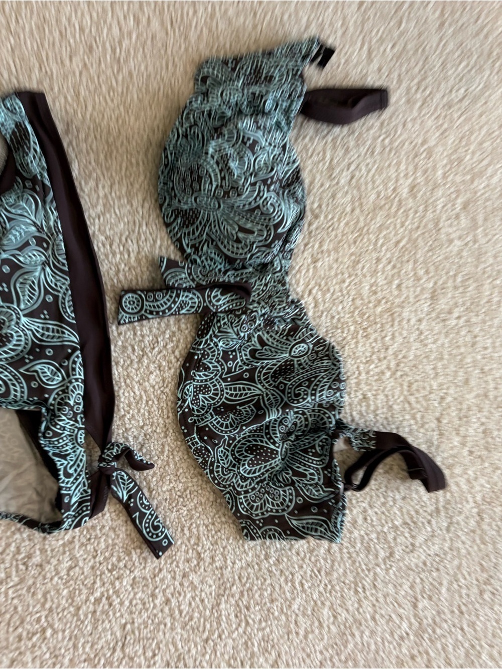 Fantasie Brown & Mint Bandeau Tie-Side Bikini - Picture 6 of 9